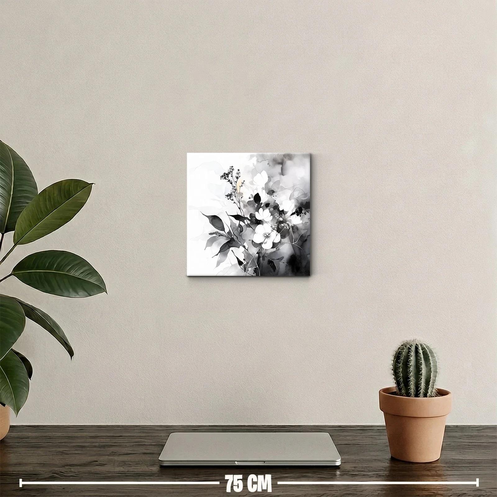 Arte floral en tonos suaves en blanco y negro — miniatura 2