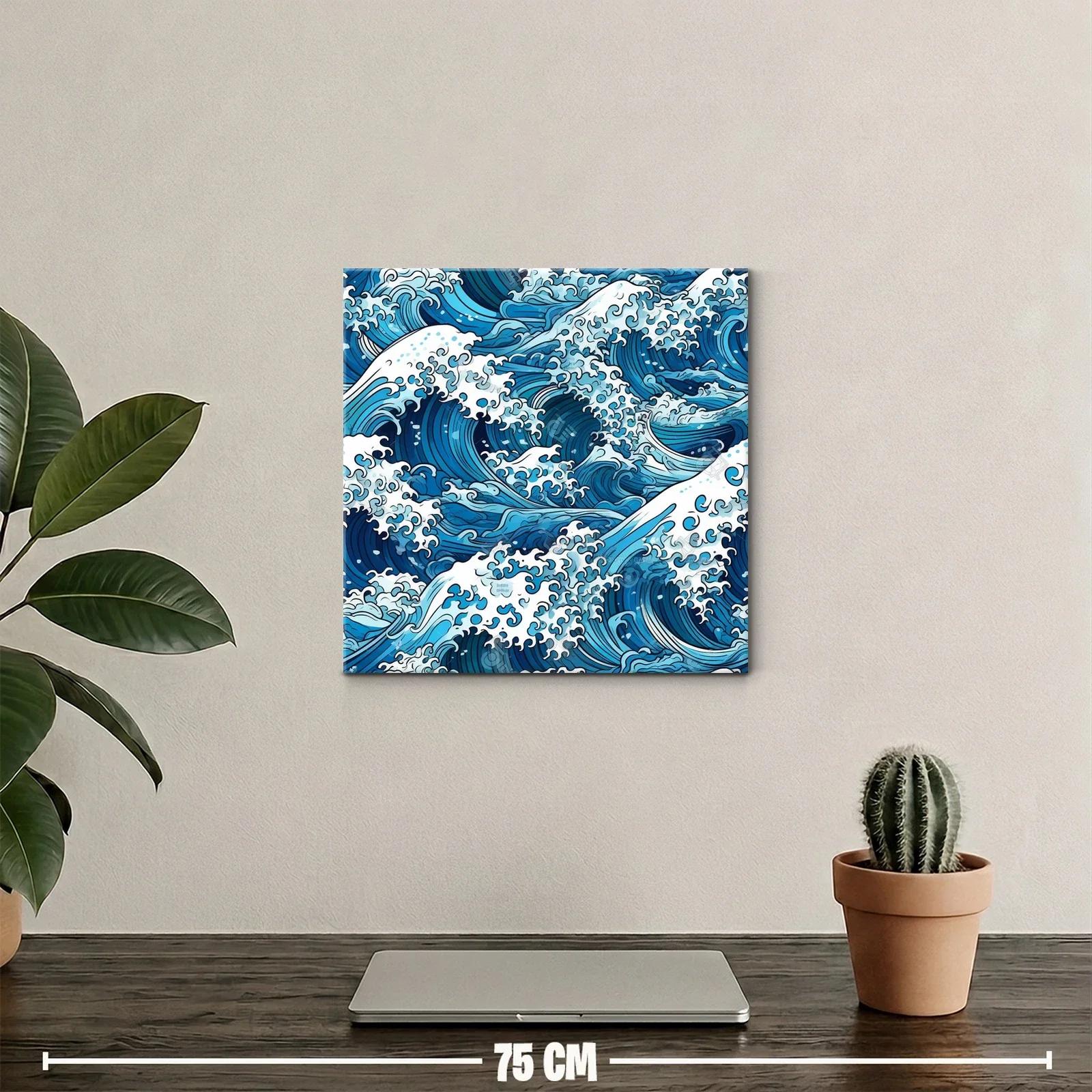 Cuadro vibrante con olas marinas en tonos azules — miniatura 2