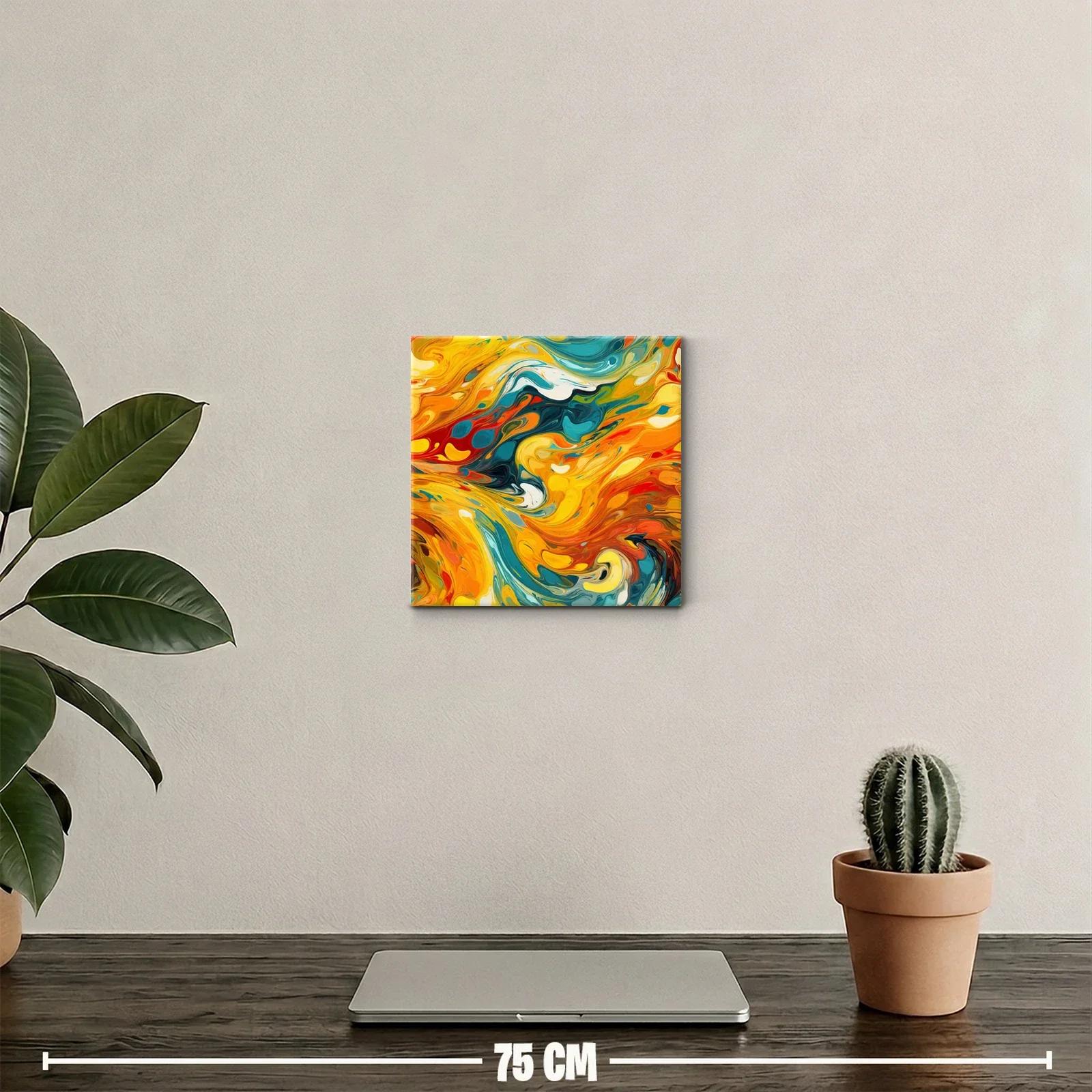 Arte abstracto dinámico con tonos cálidos y fríos vibrantes — miniatura 2