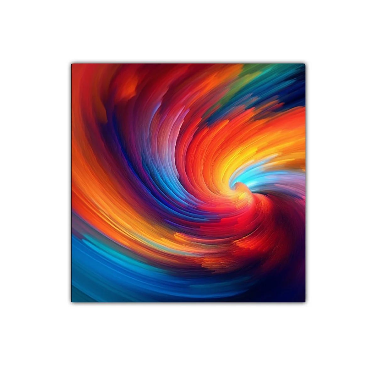 Cuadro abstracto con remolino de colores vibrantes y energía dinámica