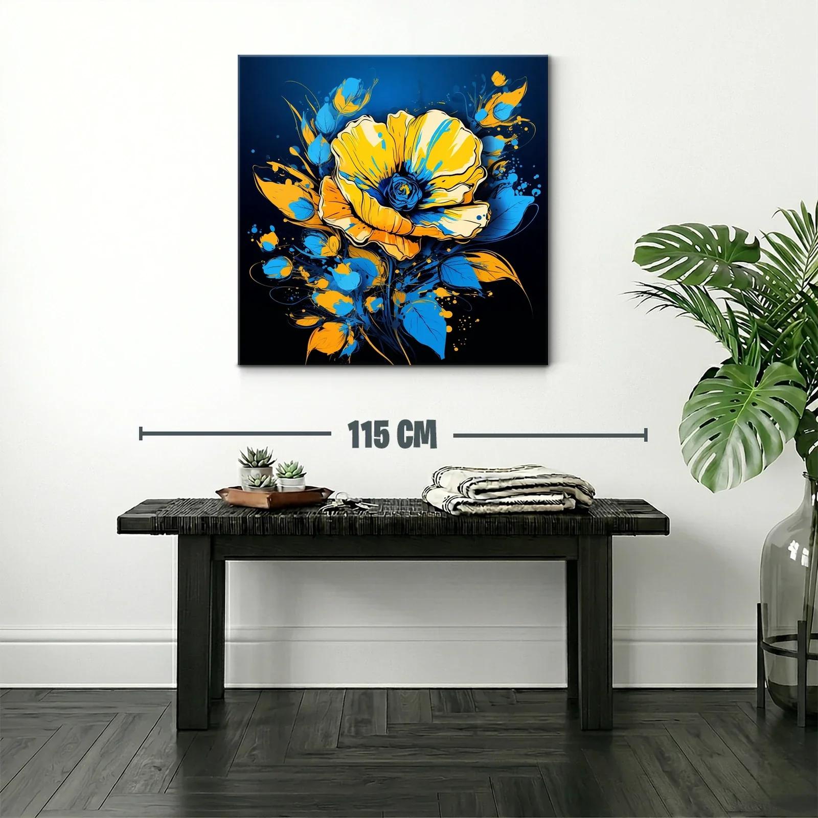 Flor vibrante en tonos azules y amarillos contrastantes — miniatura 2