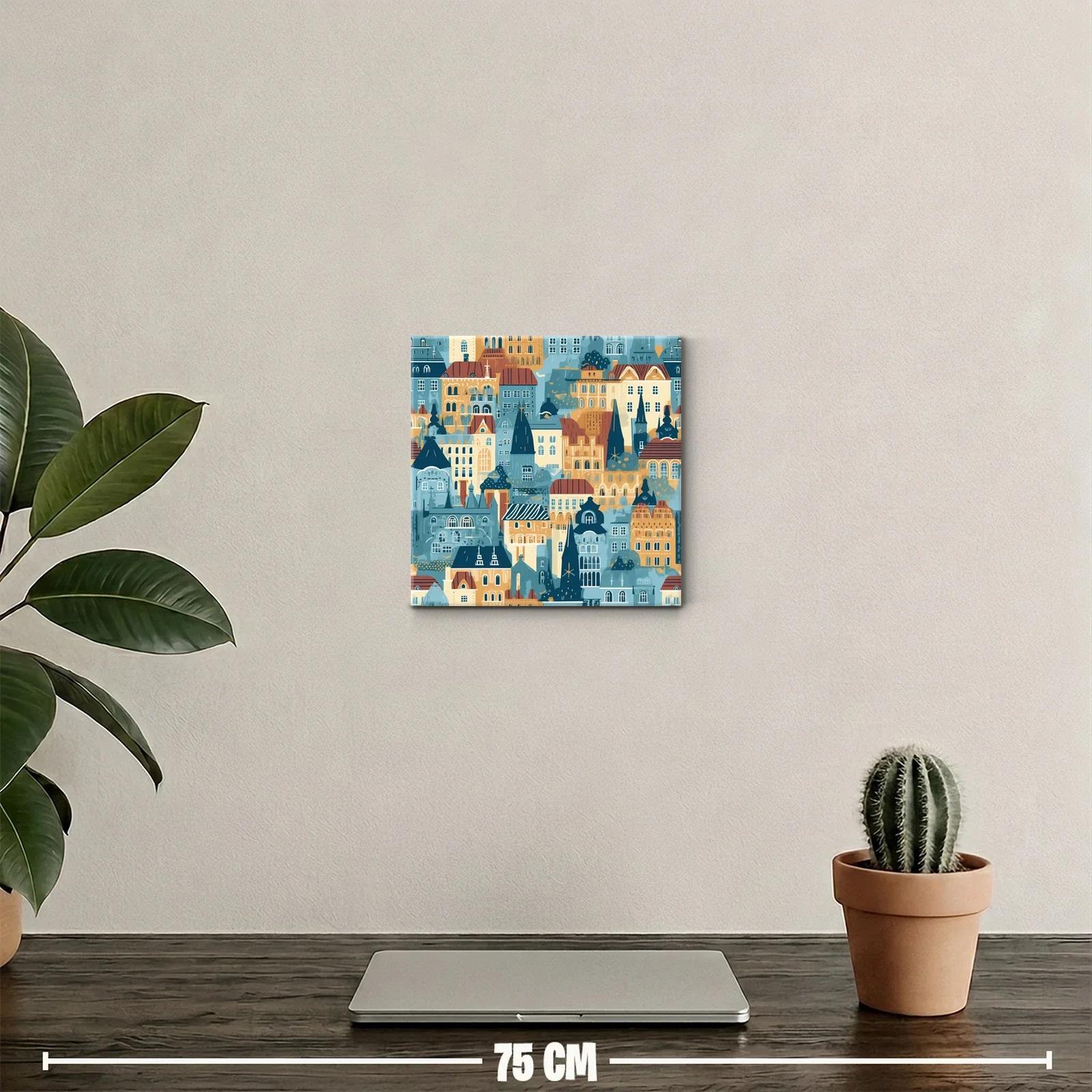 Cuadro decorativo con ciudad encantadora en tonos cálidos y fríos — miniatura 2