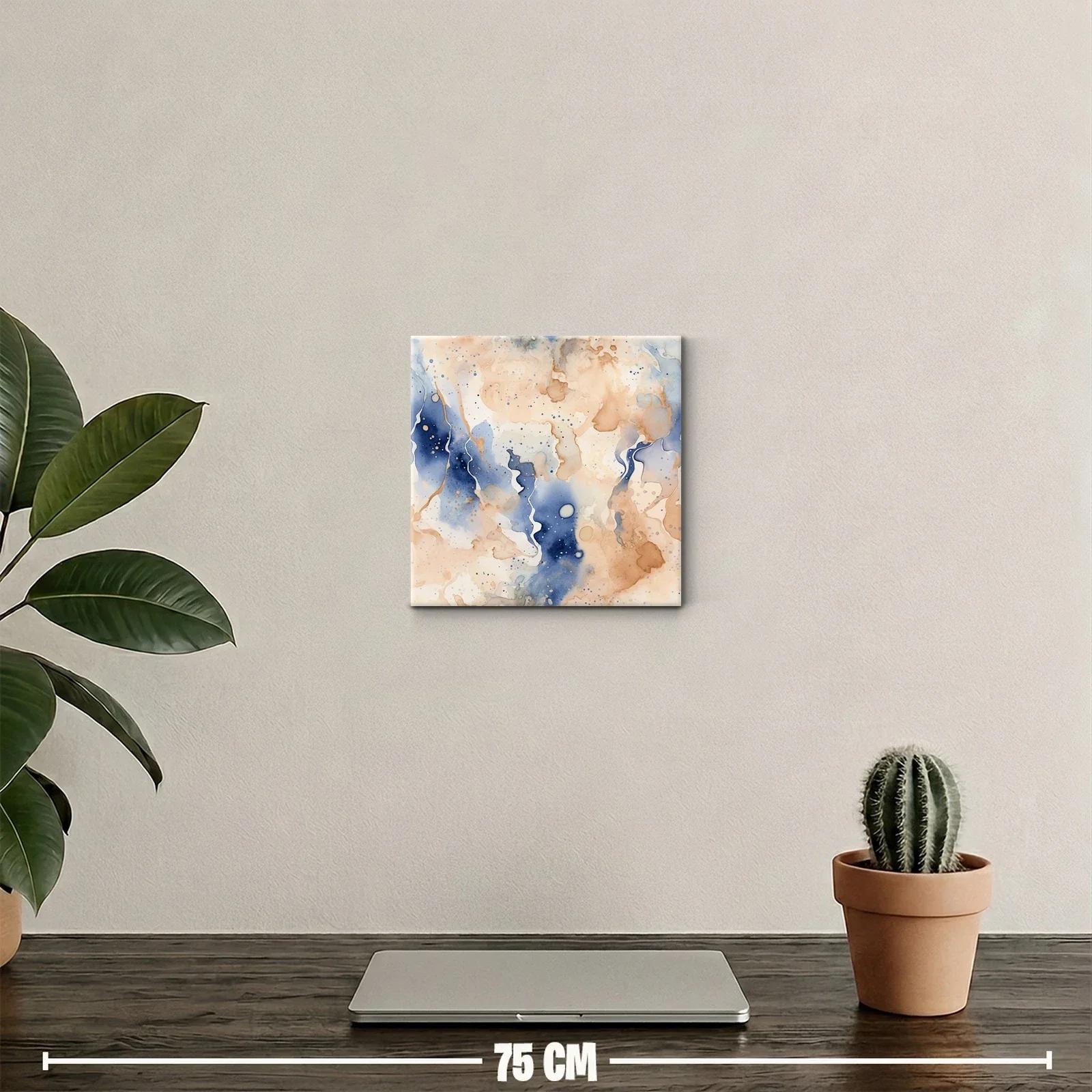 Cuadro abstracto en tonos azules y beige para ambientes modernos — miniatura 2