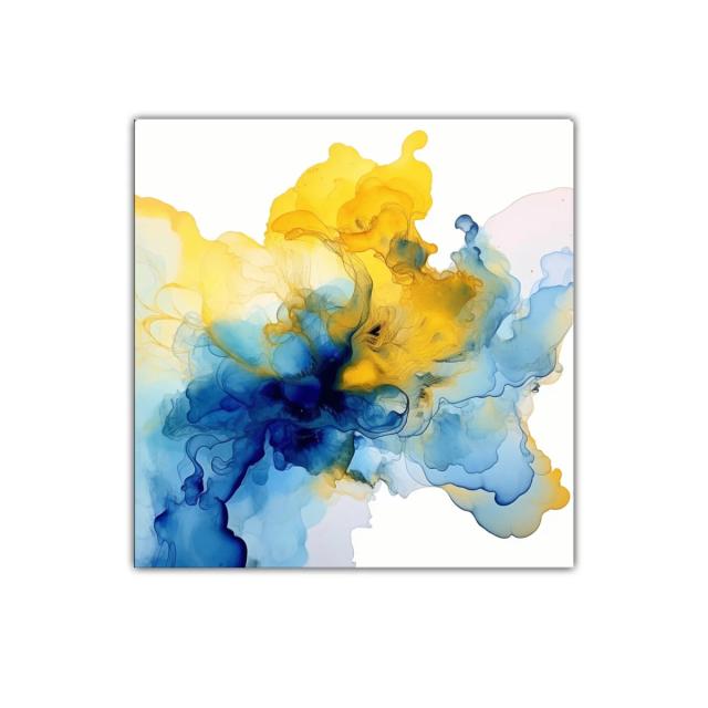 Explosión de colores vibrantes en azul y amarillo