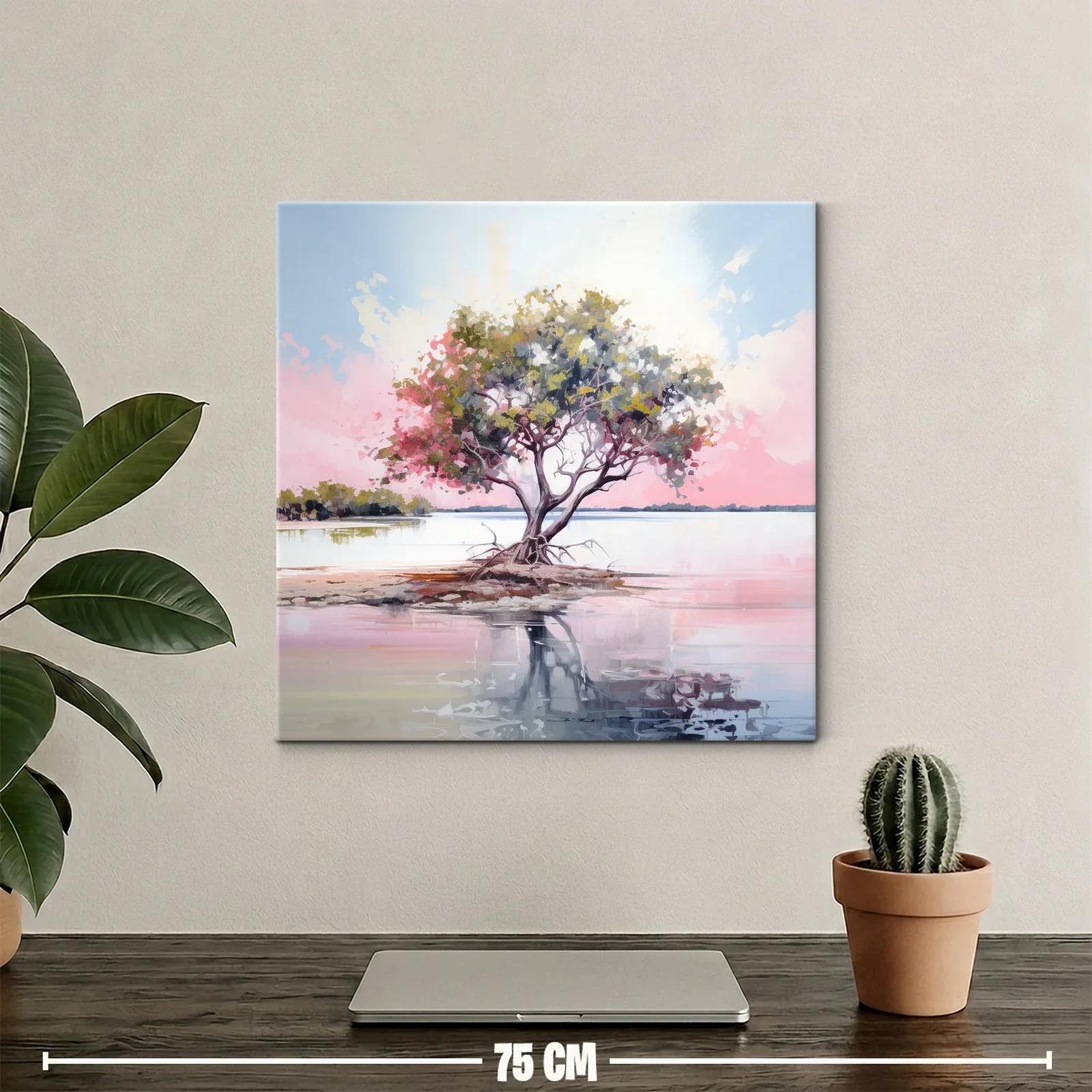 Árbol solitario en aguas tranquilas al atardecer — miniatura 2