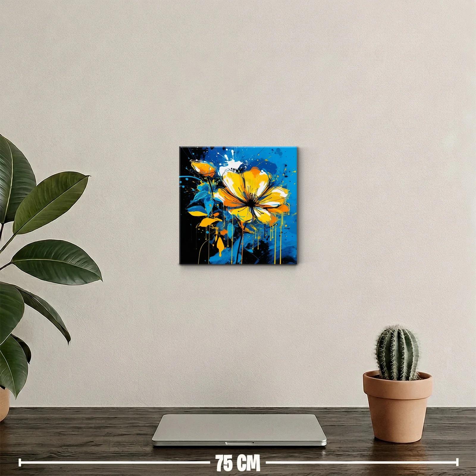 Flor vibrante en tonos amarillos y azules dinámicos — miniatura 2
