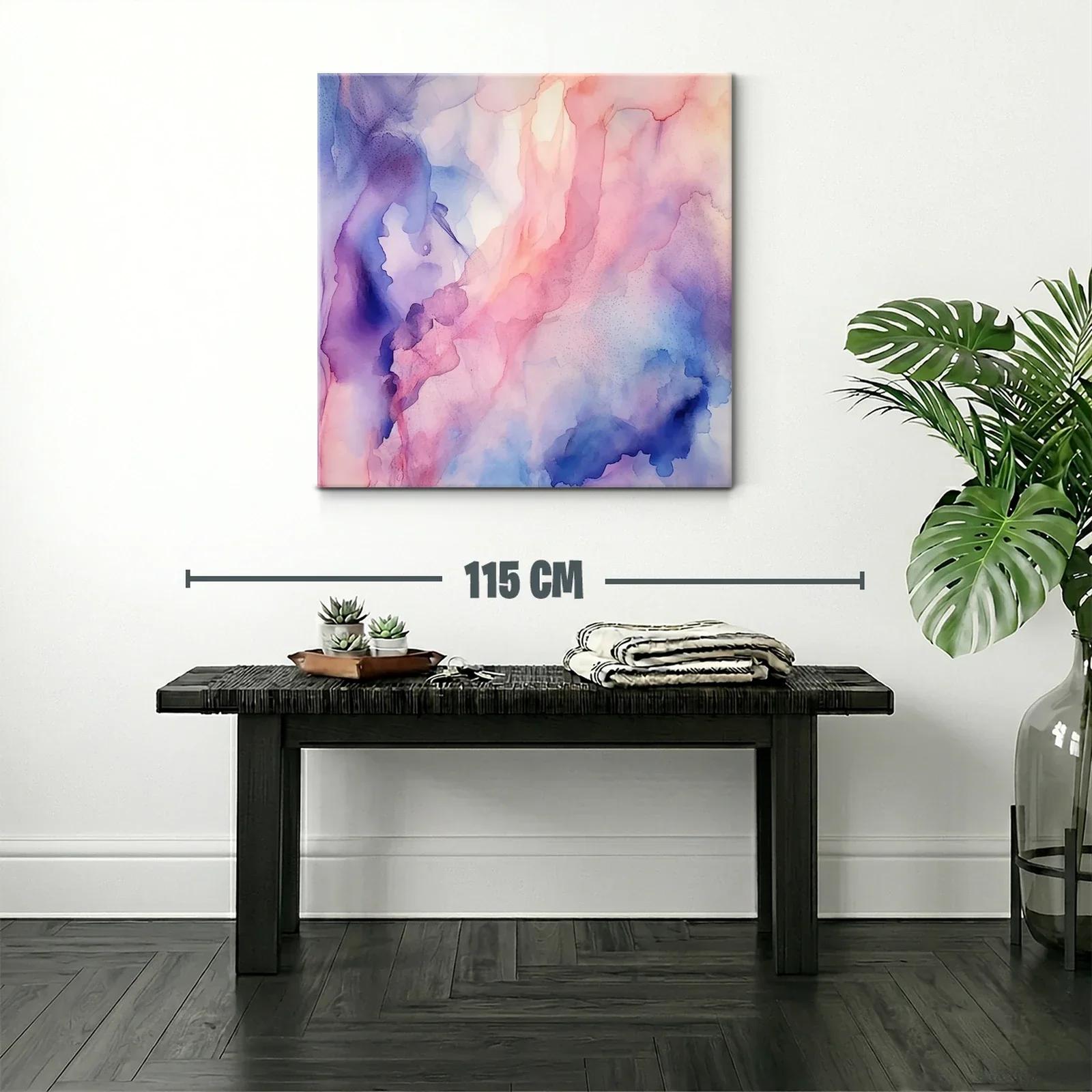 Cuadro abstracto con suaves tonalidades pastel y azules — miniatura 2