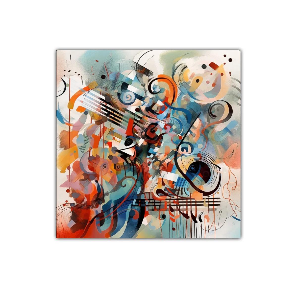 Composición abstracta con notas musicales vibrantes — imagen principal