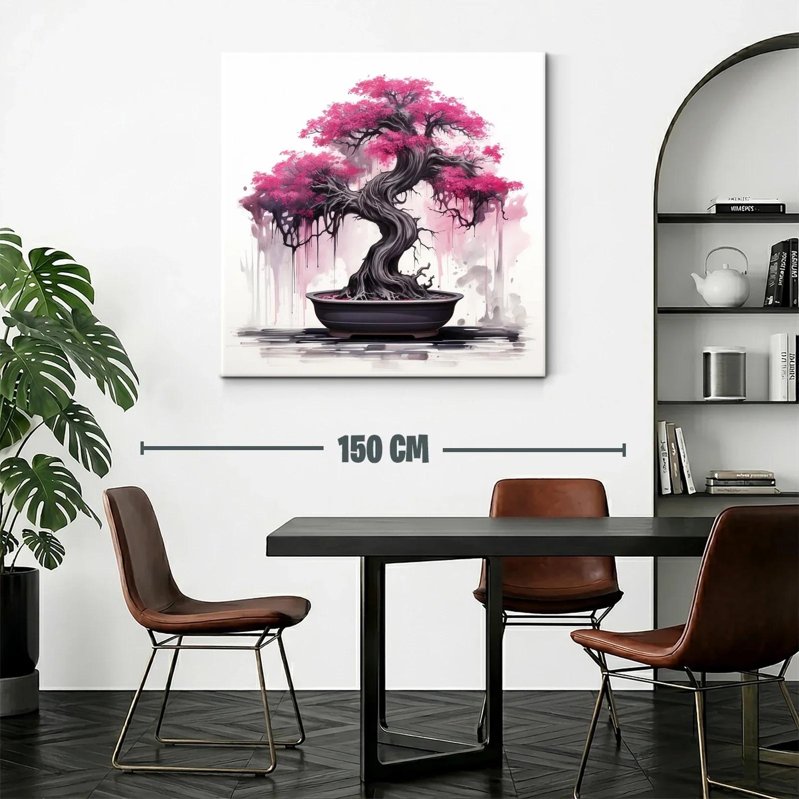 Árbol Bonsái con Flores Rosadas en Composición Artística — miniatura 2
