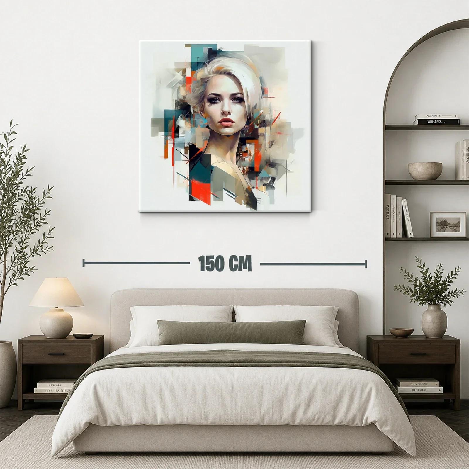 Retrato contemporáneo de mujer con toques abstractos vibrantes — miniatura 3