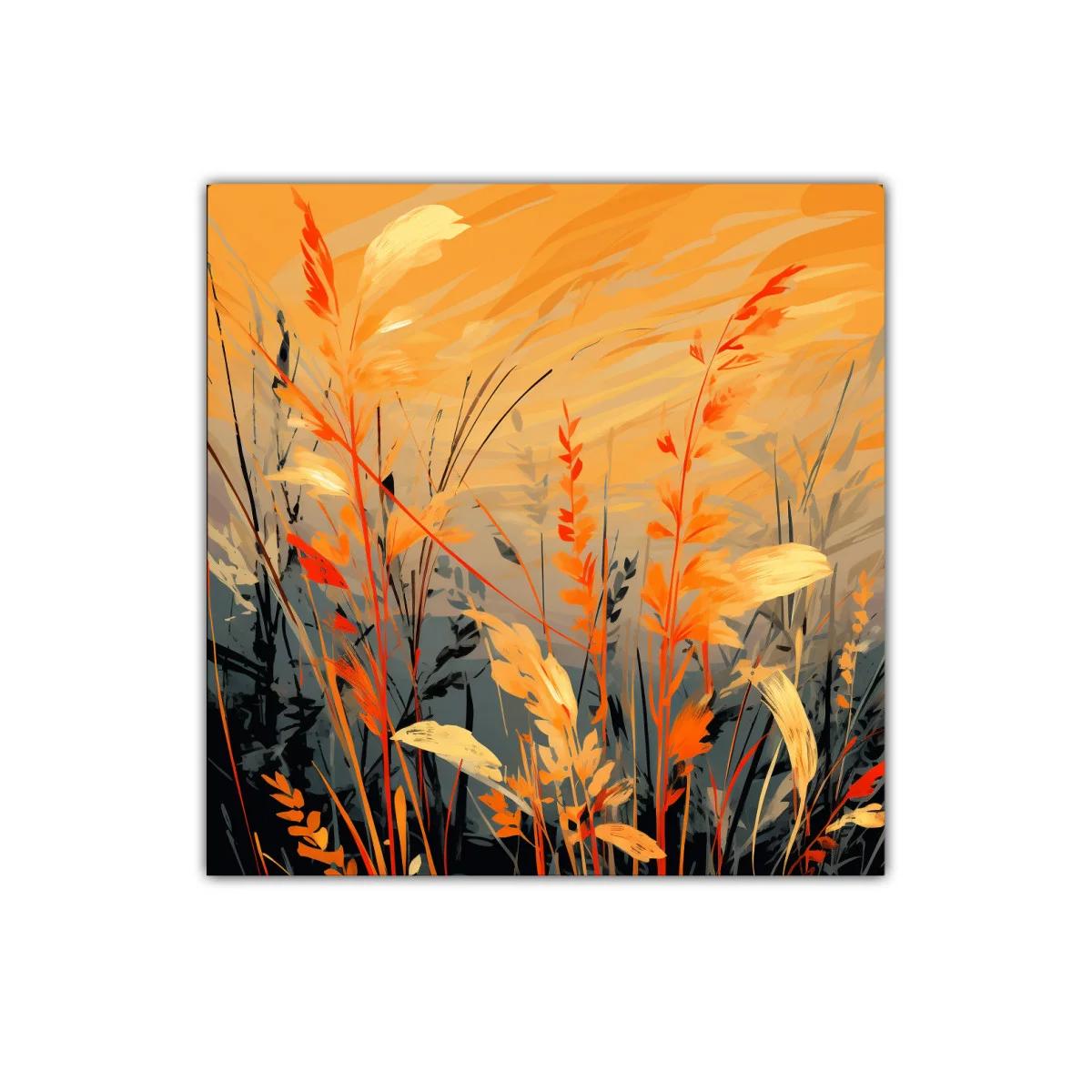 Cuadro decorativo con siluetas vibrantes de plantas y hojas — imagen principal