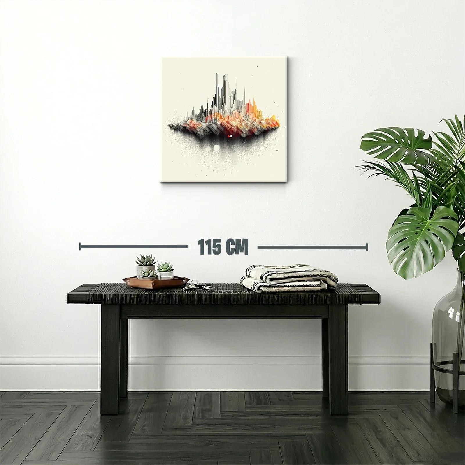 Paisaje abstracto de ciudad flotante con tonos cálidos y grises — miniatura 2