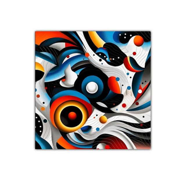 Composición abstracta dinámica con formas y colores vibrantes