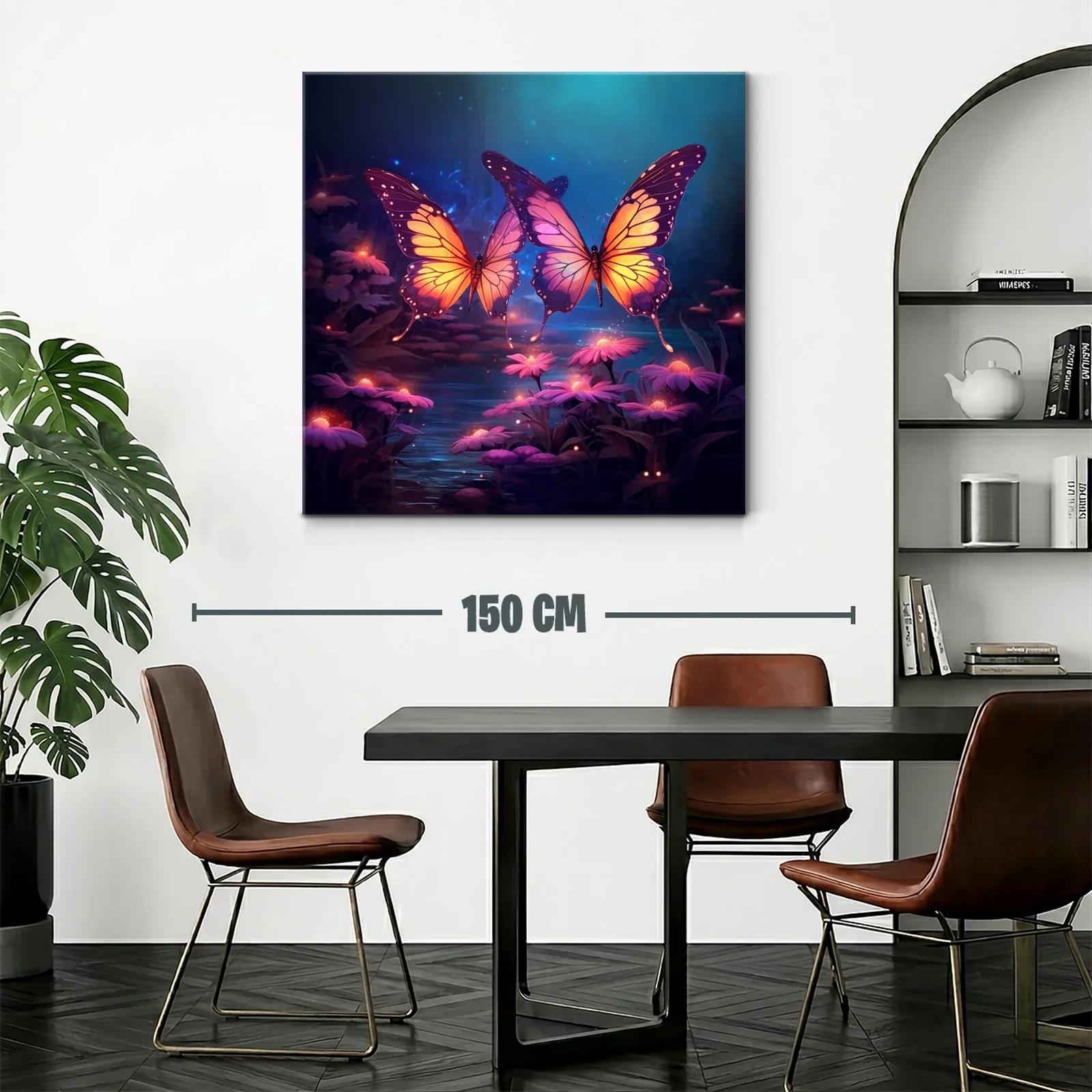 Mariposas luminosas sobre flores en bosque encantado — miniatura 2