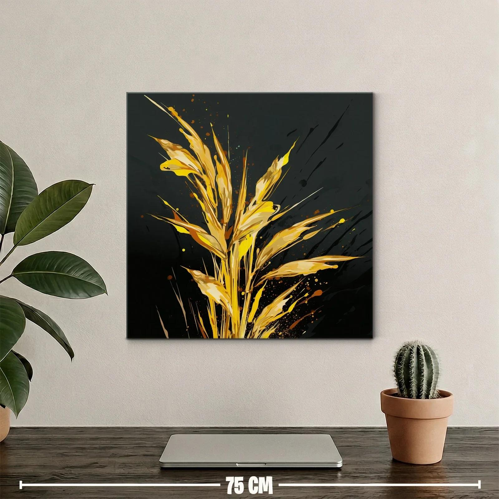 Cuadro con inspiración natural en tonos dorados y negros — miniatura 2