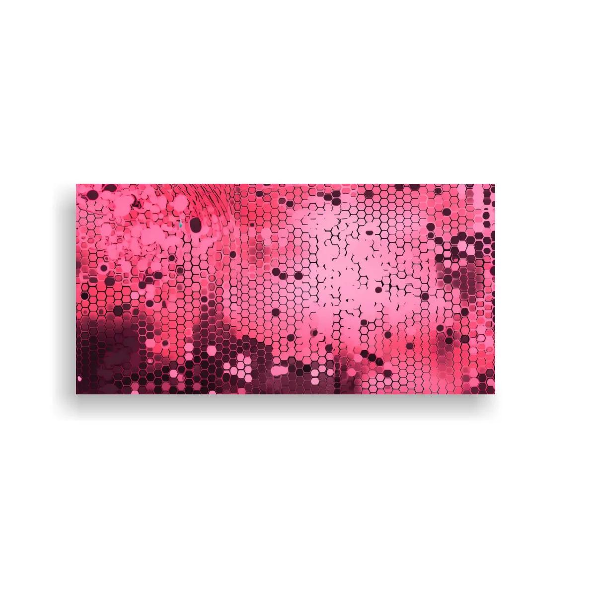 Cuadro patrón de hexágonos rosas con textura granulada