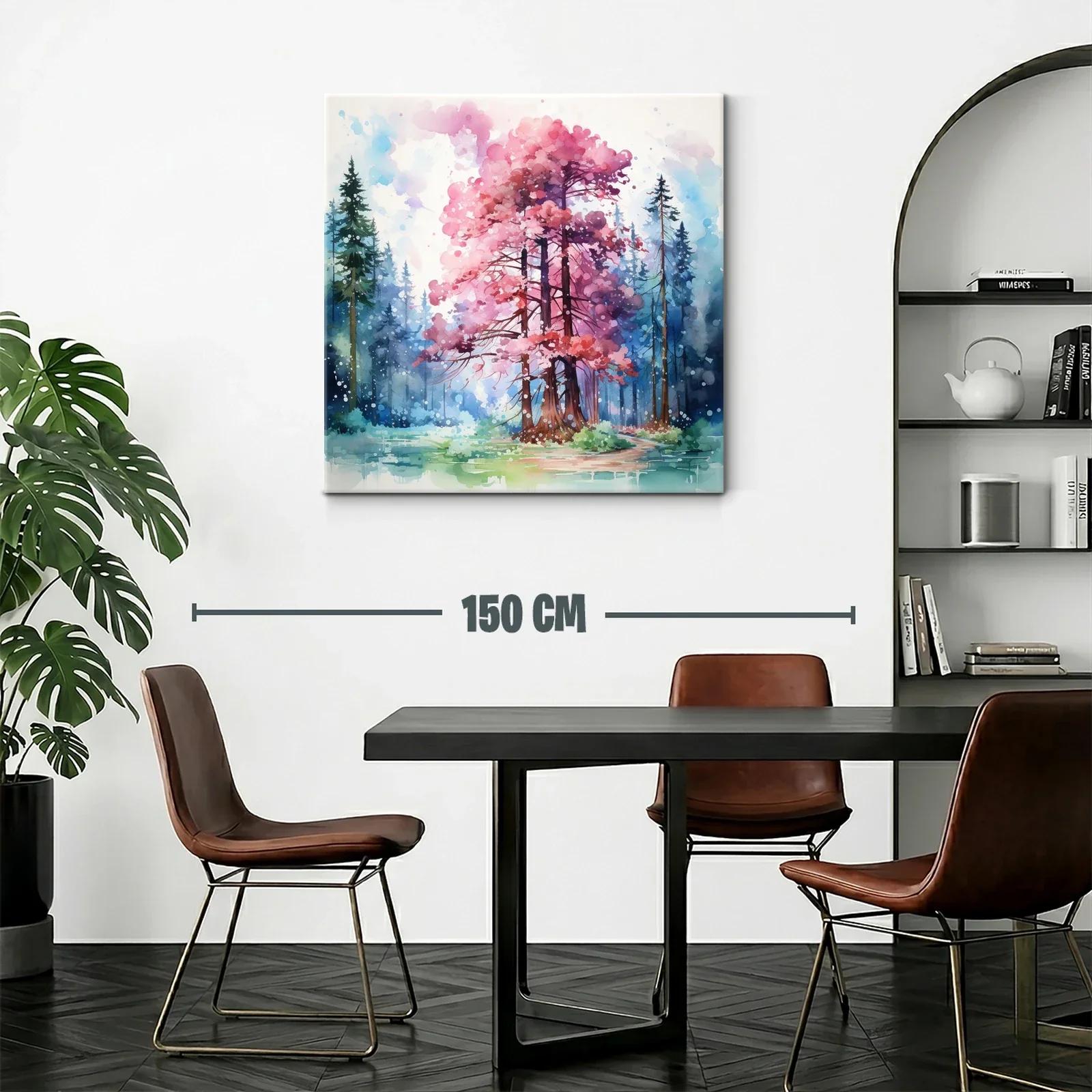 Bosque encantado con árboles en tonos rosas y azules — miniatura 2