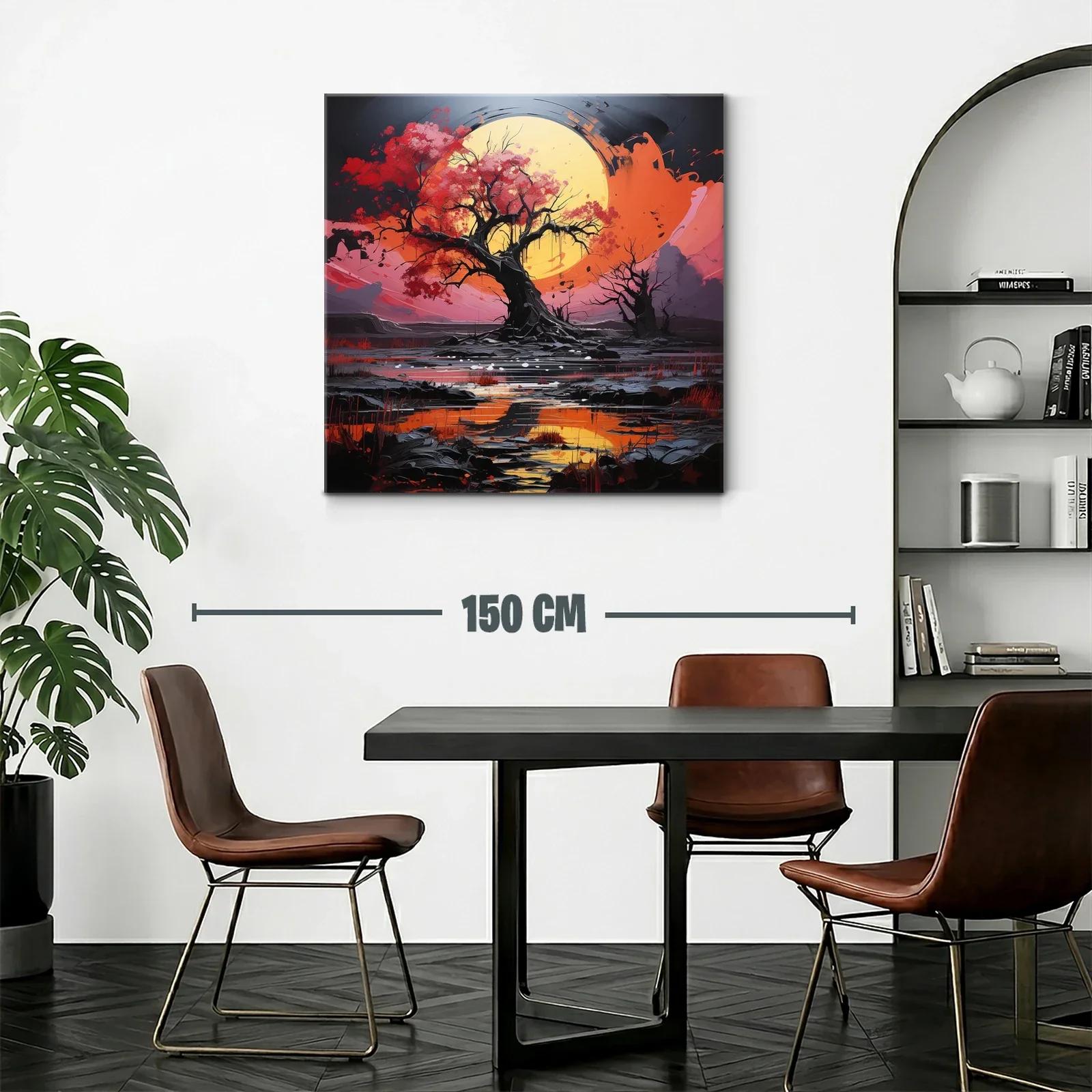 Árbol esplendoroso con luna llena y reflejos vibrantes — miniatura 2