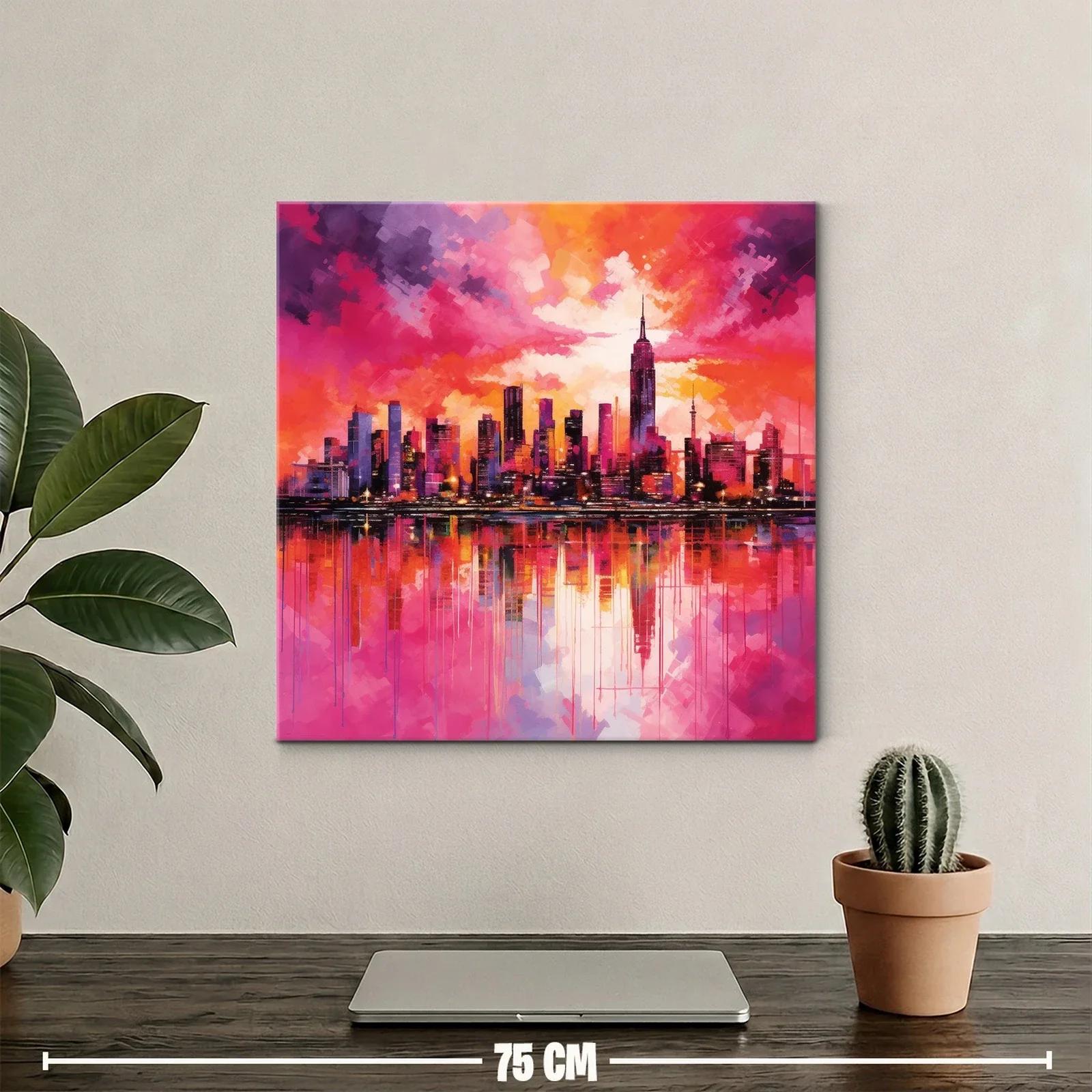 Atardecer vibrante en skyline urbano con reflejos intensos — miniatura 2