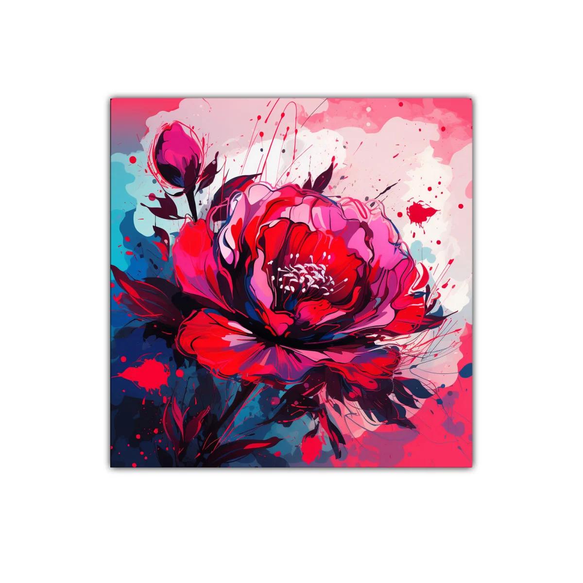 Cuadro decorativo flor vibrante con tonos rojos y fucsias — imagen principal