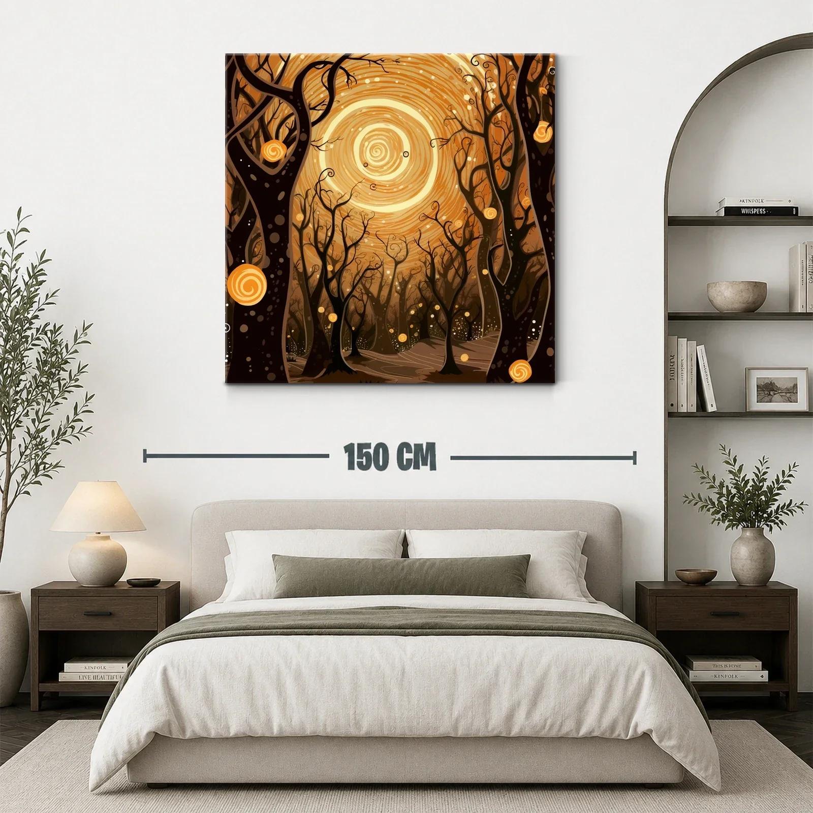 Bosque encantado bajo un sol espiral dorado — miniatura 3