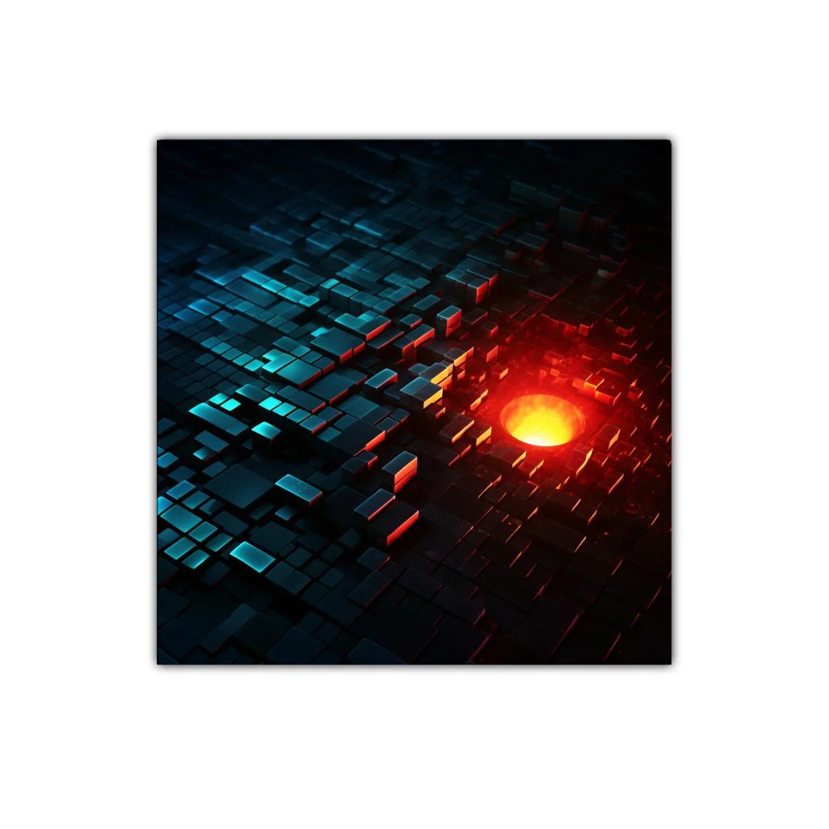 Composición geométrica con luz intensa y contraste vibrante