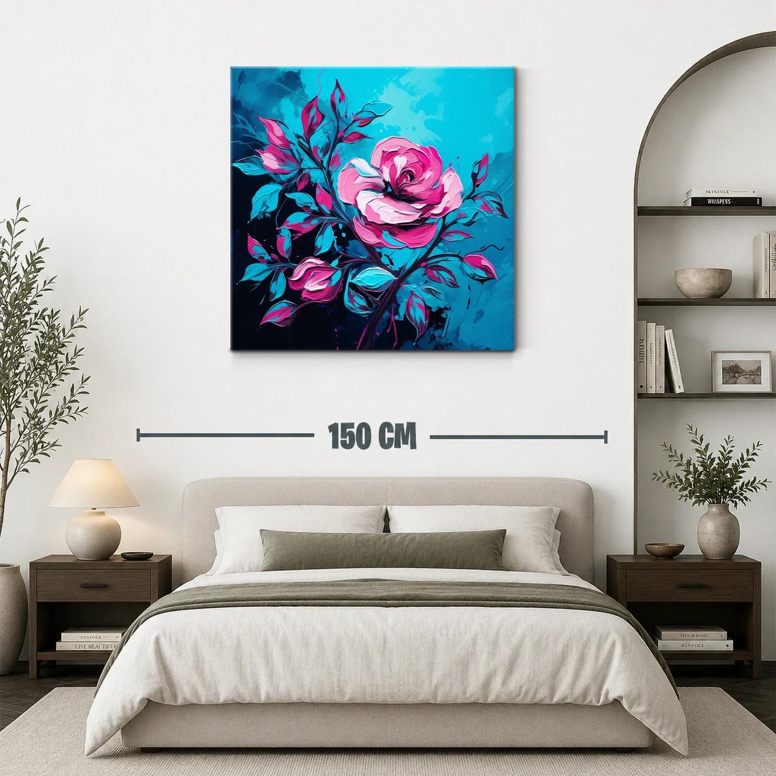 Rosa vibrante con hojas en tonos azules y fucsias — miniatura 3