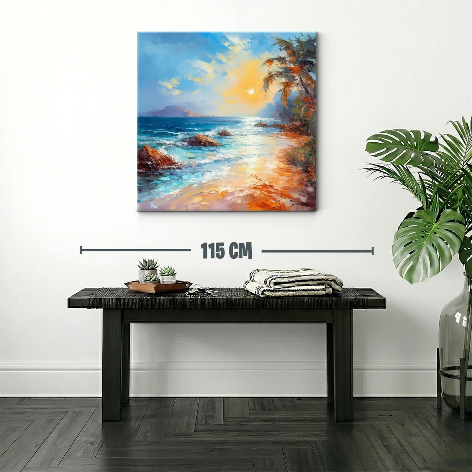 Atardecer brillante en costa tropical con palmeras — miniatura 2