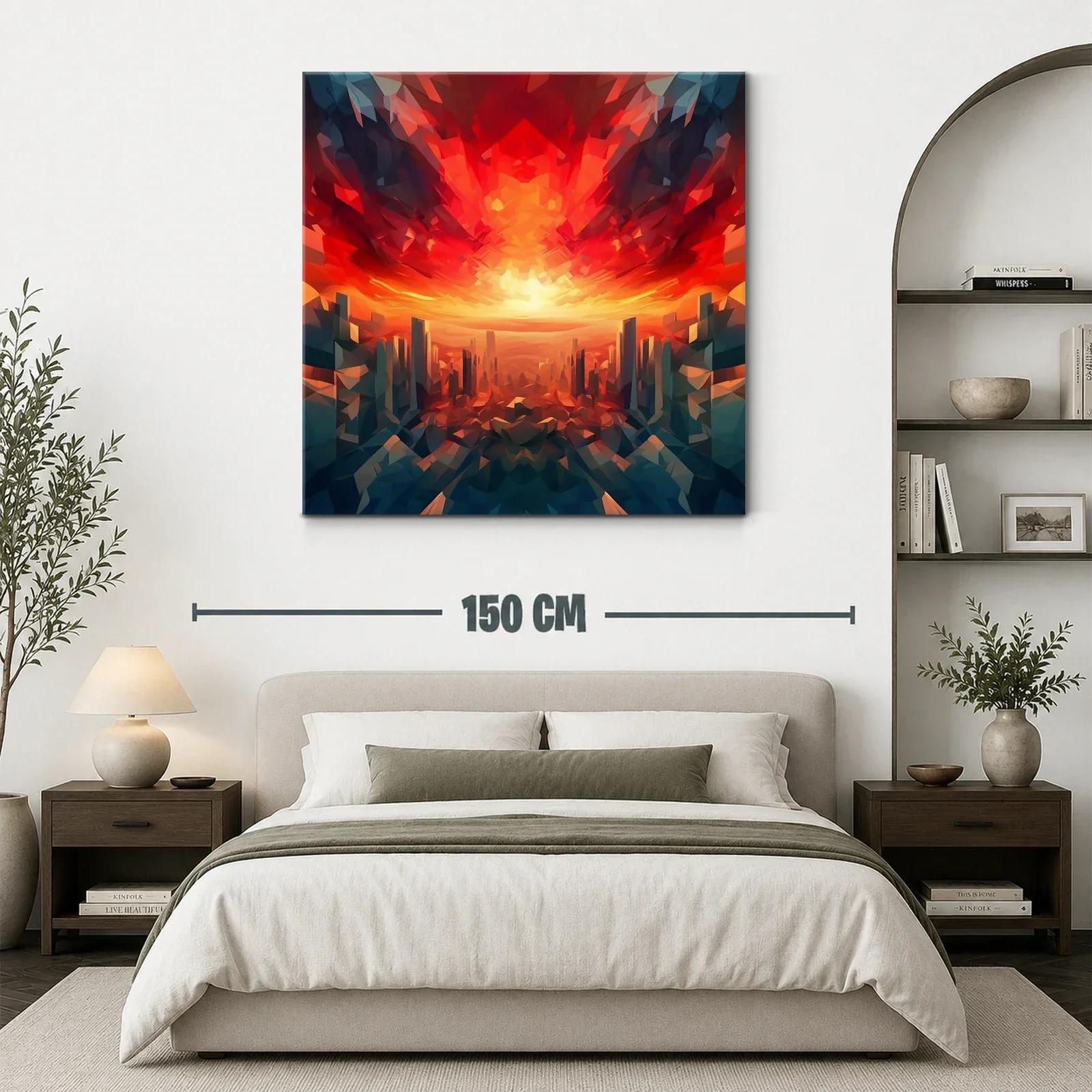 Atardecer vibrante sobre ciudad futurista en tonos cálidos — miniatura 3