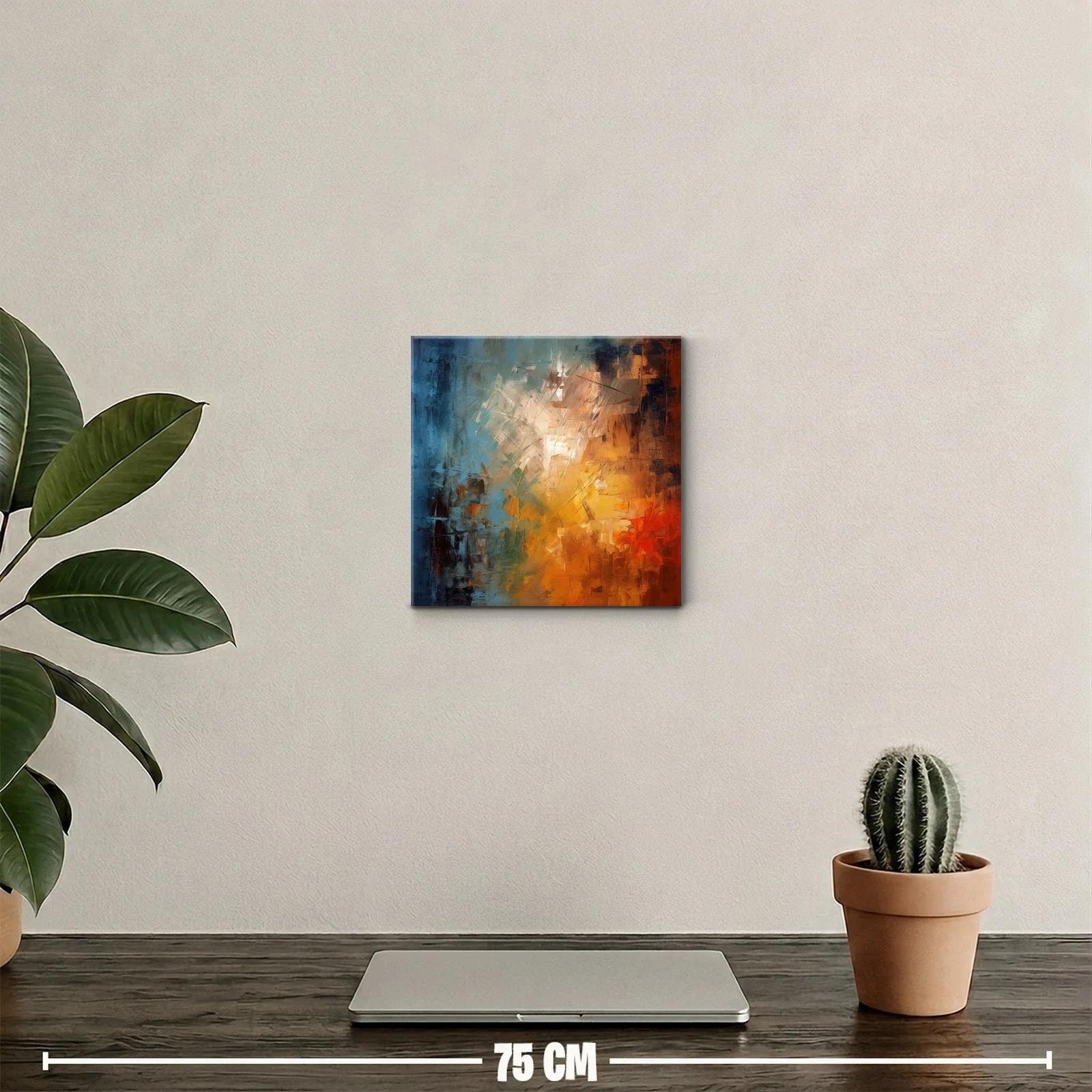 Cuadro abstracto en tonos cálidos y fríos para decoración moderna — miniatura 2