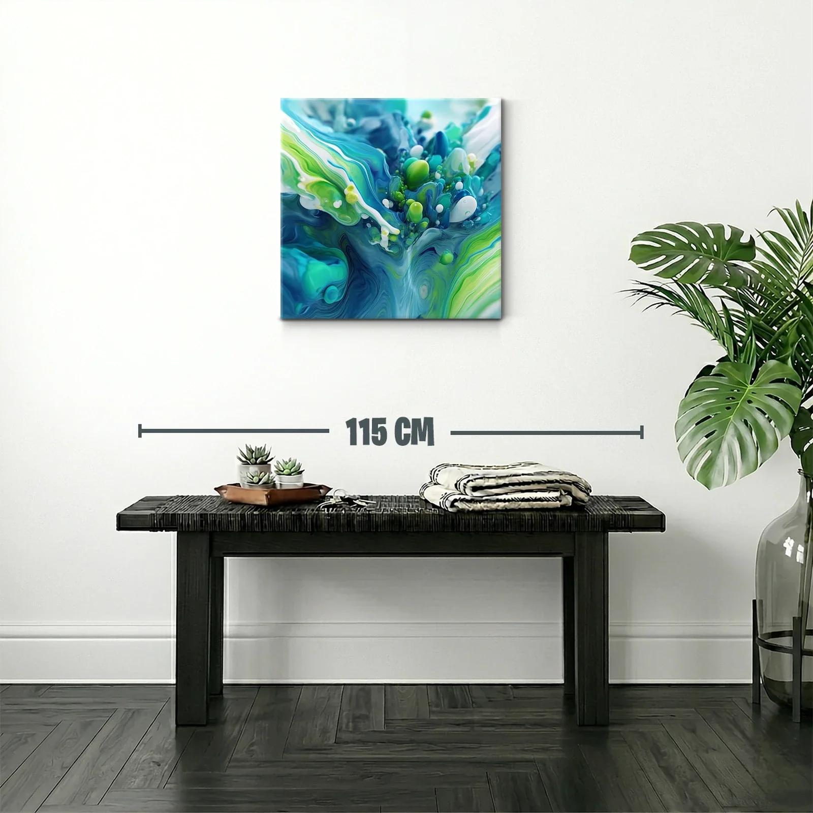Abstracción orgánica en tonos azules y verdes vibrantes — miniatura 2