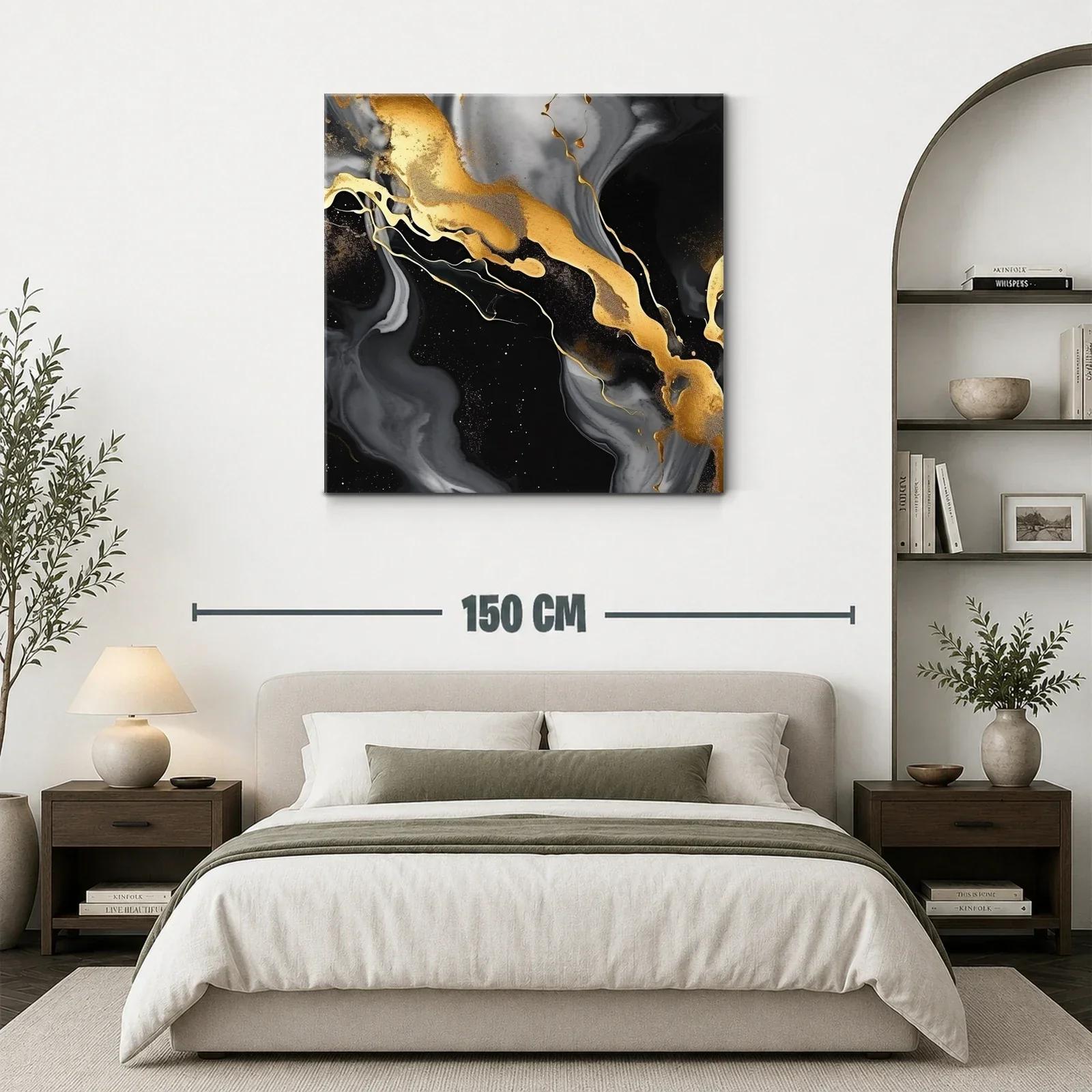 Cuadro abstracto con efectos dorados y negros elegantes — miniatura 3