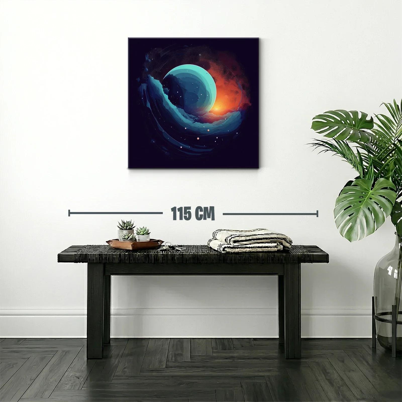 Composición abstracta con esfera celeste y luz cálida — miniatura 2