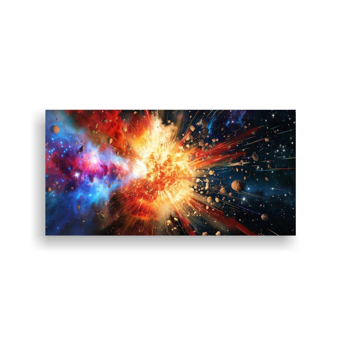 Cuadro explosión cósmica con estallido luminoso panorámico — imagen principal
