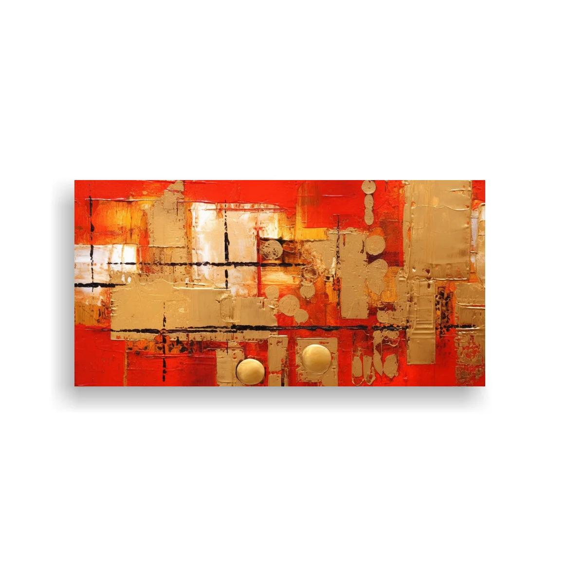 Cuadro abstracción geométrica con bandas rectangulares y acentos