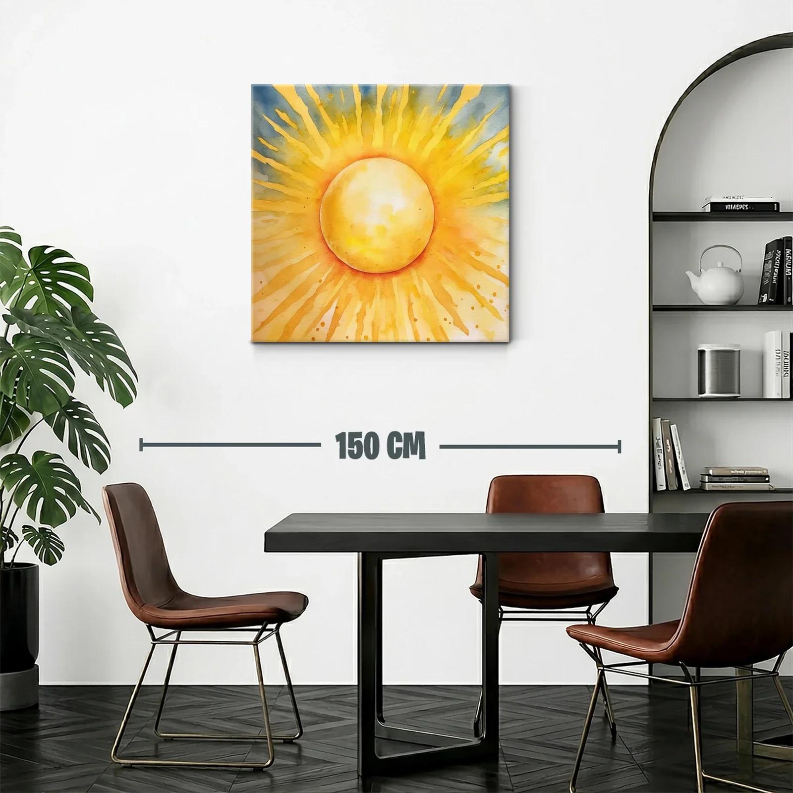 Cuadro vibrante con sol radiante en tonos cálidos — miniatura 2