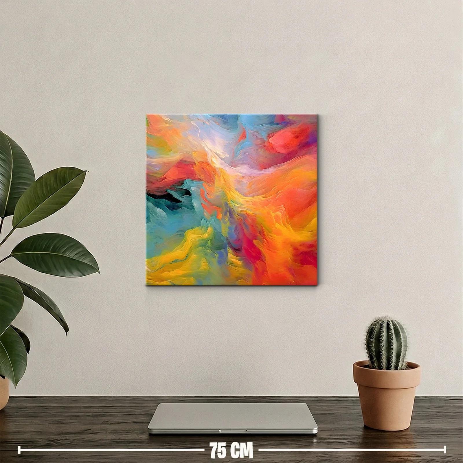 Cuadro abstracto con vibrantes tonalidades cálidas y frías — miniatura 2