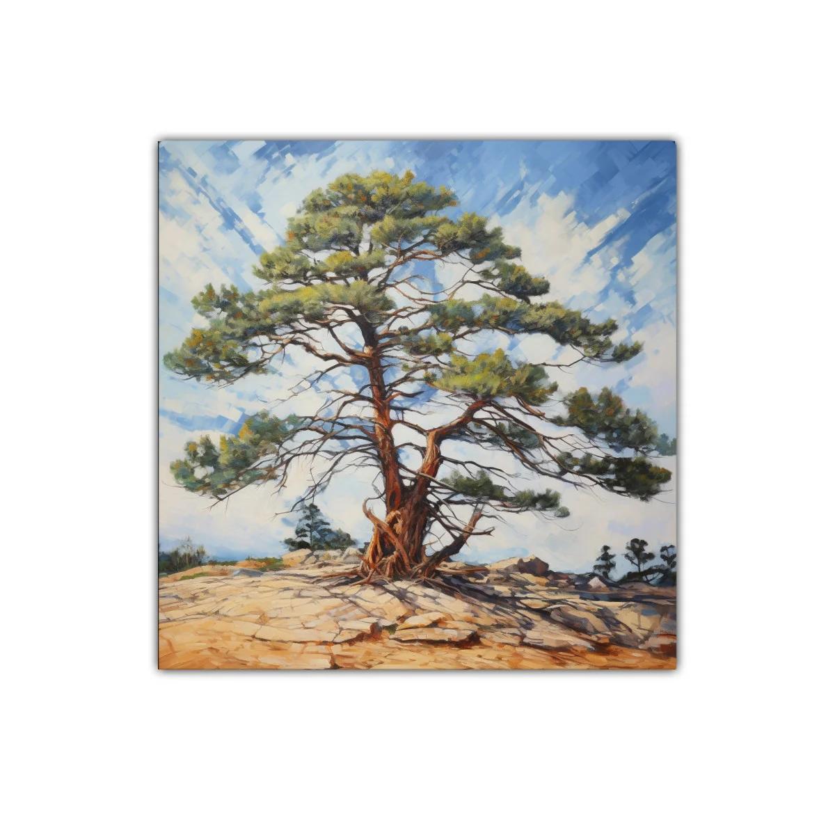 Árbol solitario en paisaje rocoso bajo cielo azul — imagen principal