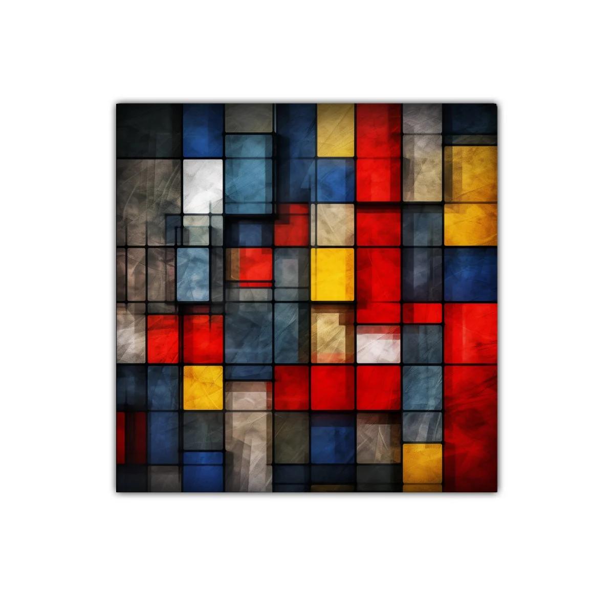 Composición geométrica en tonos vivos y sobrios — imagen principal