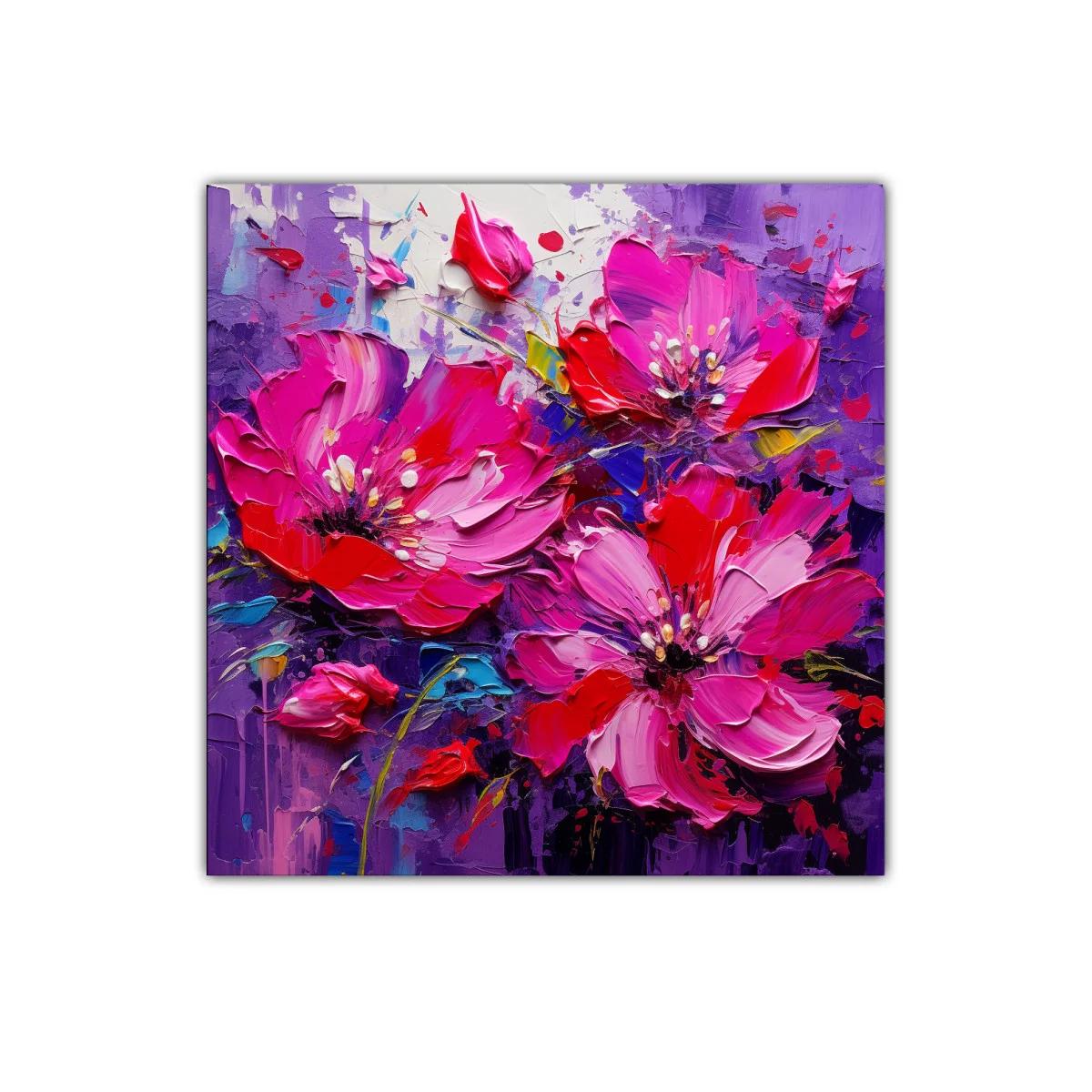 Cuadro decorativo con flores vibrantes en tonos fucsia y morado — imagen principal