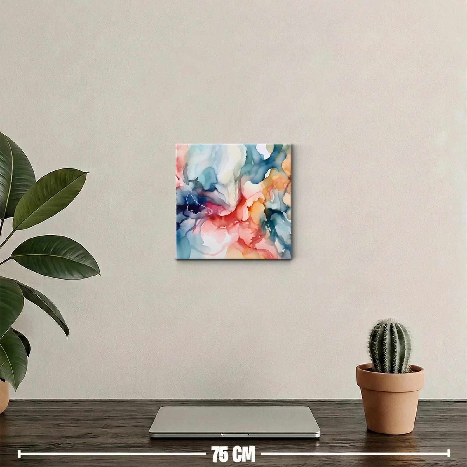 Cuadro abstracto con tonos cálidos y fríos entrelazados — miniatura 2