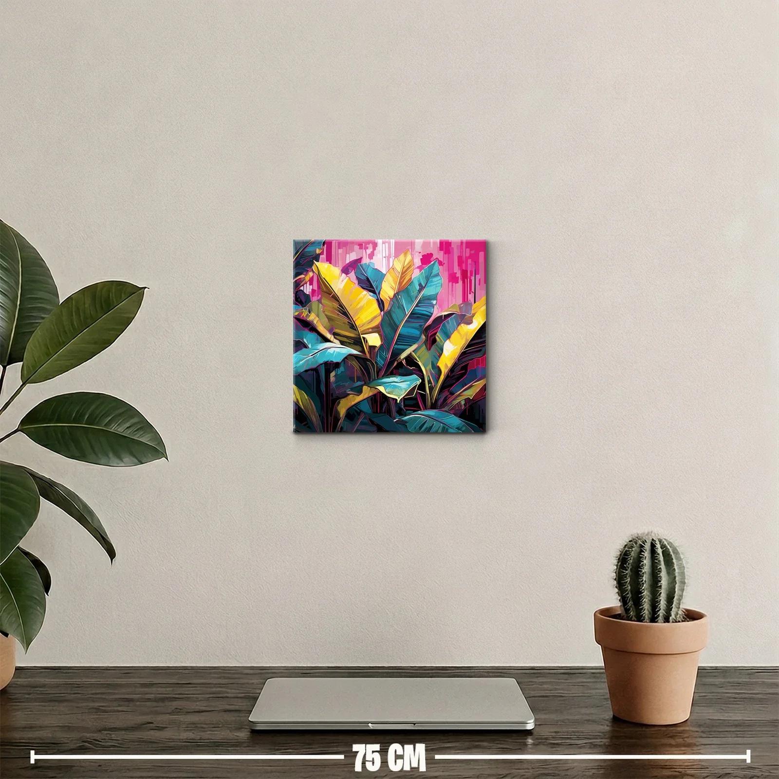 Cuadro decorativo hojas tropicales vibrantes y coloridas — miniatura 2