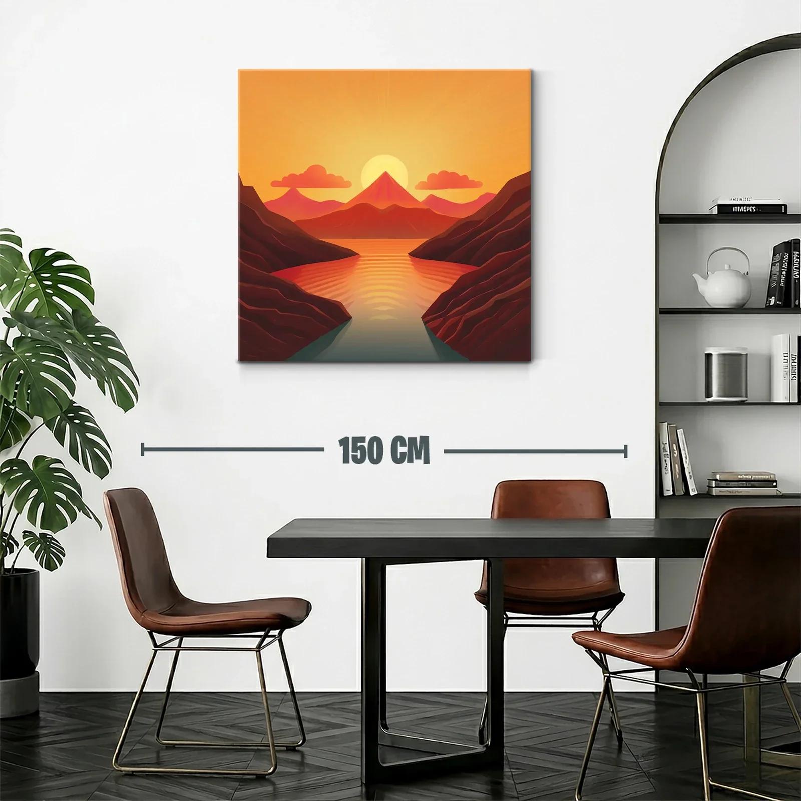 Paisaje cálido con montaña y lago al atardecer — miniatura 2