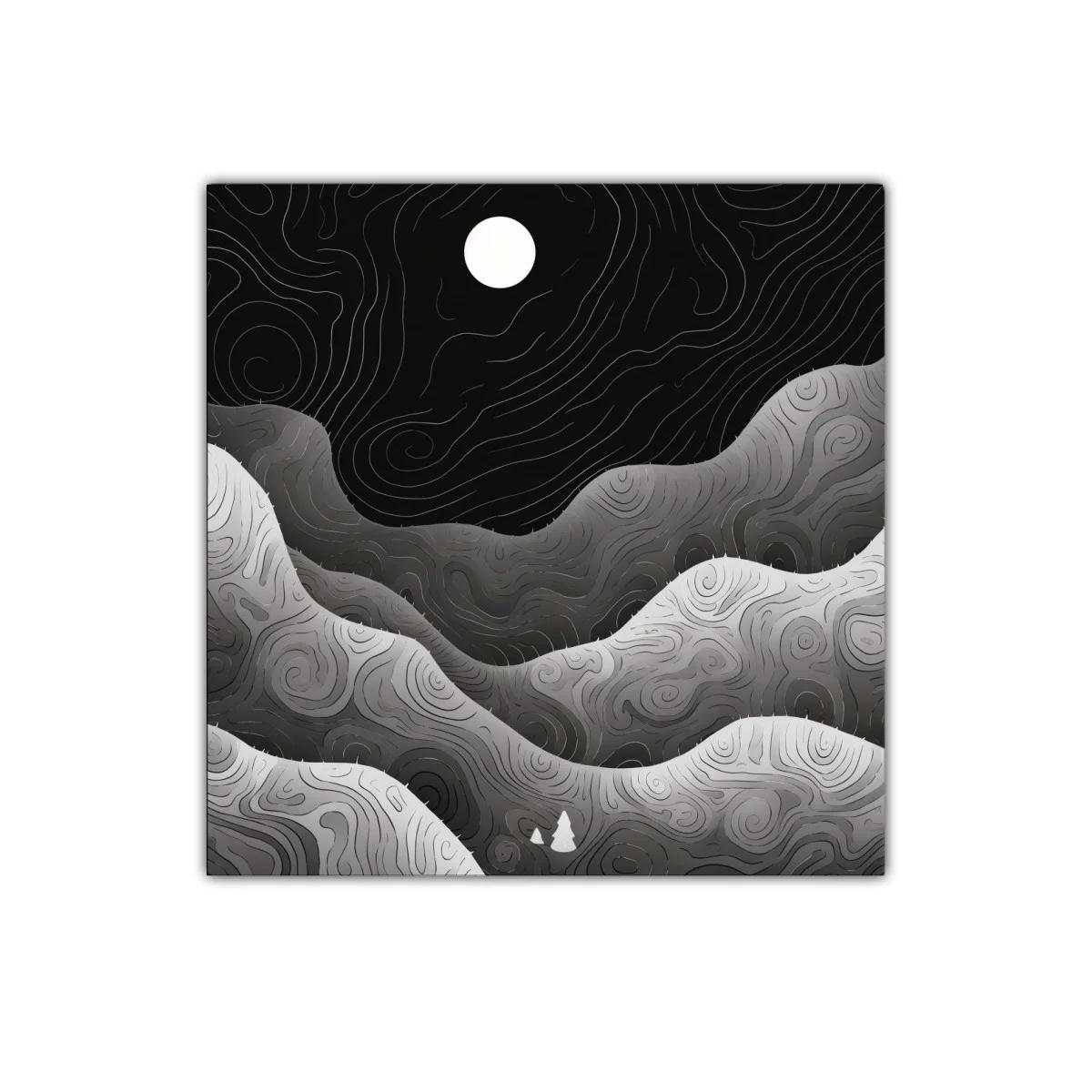 Paisaje nocturno abstracto en tonos grises y negros
