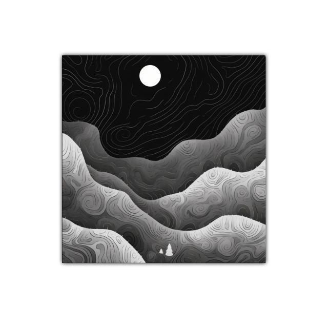 Paisaje nocturno abstracto en tonos grises y negros