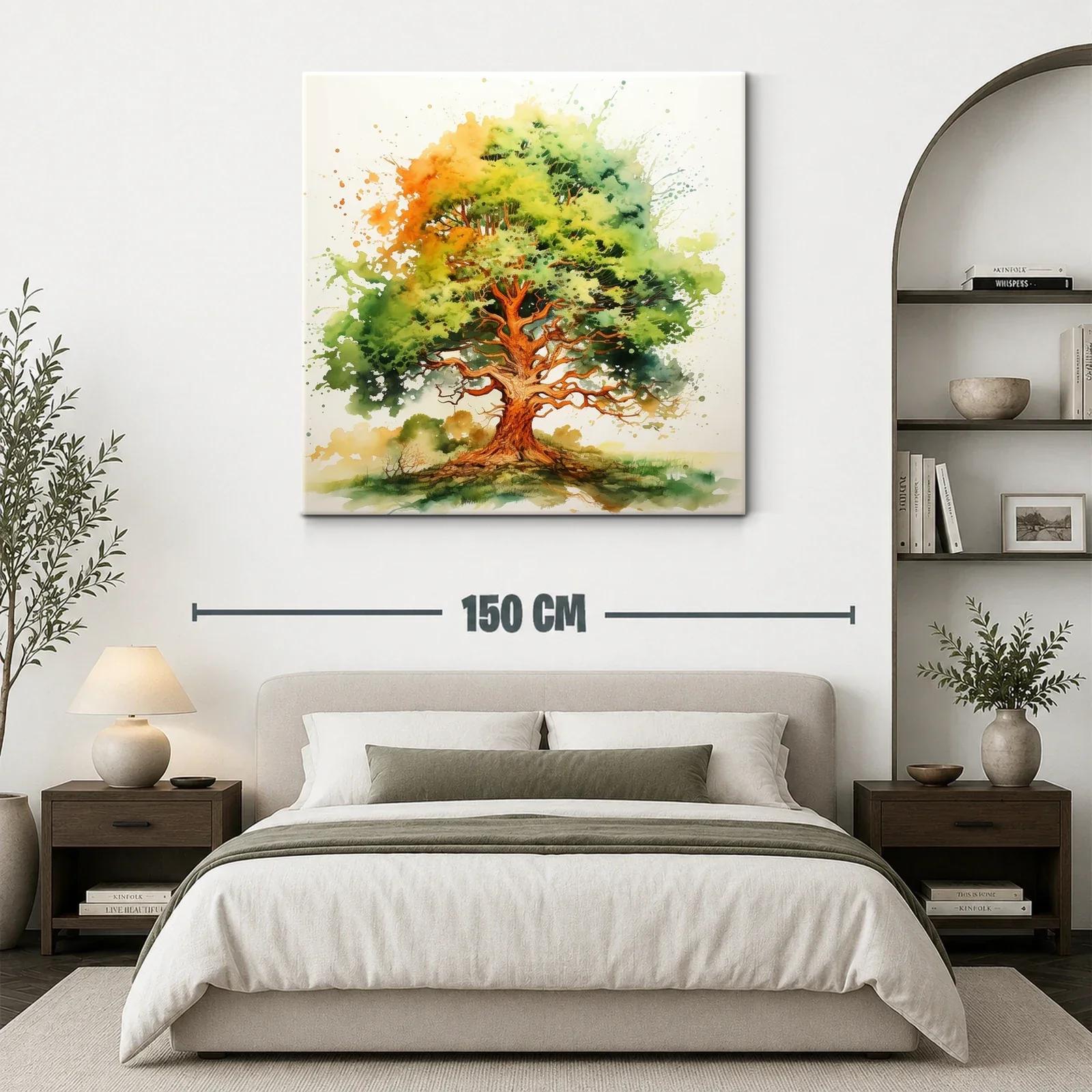 Árbol vibrante con follaje en tonos verdes y naranjas — miniatura 3