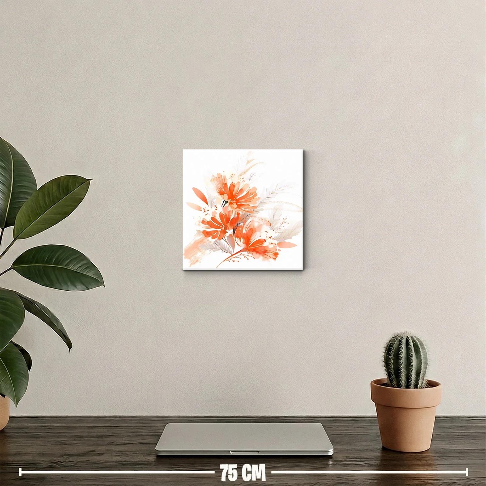 Cuadro decorativo con flores abstractas en tonos naranjas — miniatura 2