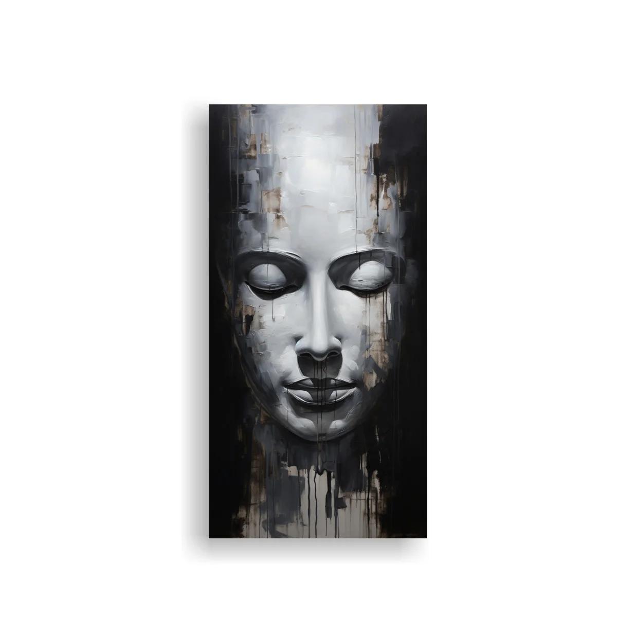Cuadro rostro de Buda con ojos cerrados y efecto de goteo
