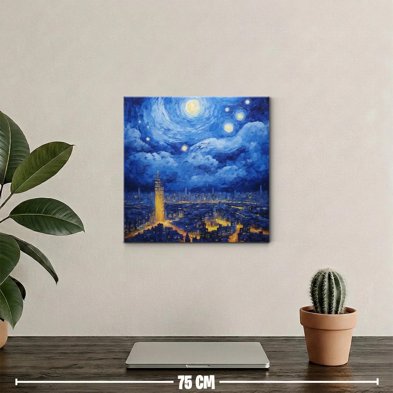 Paisaje nocturno urbano con cielo estrellado vibrante — miniatura 2