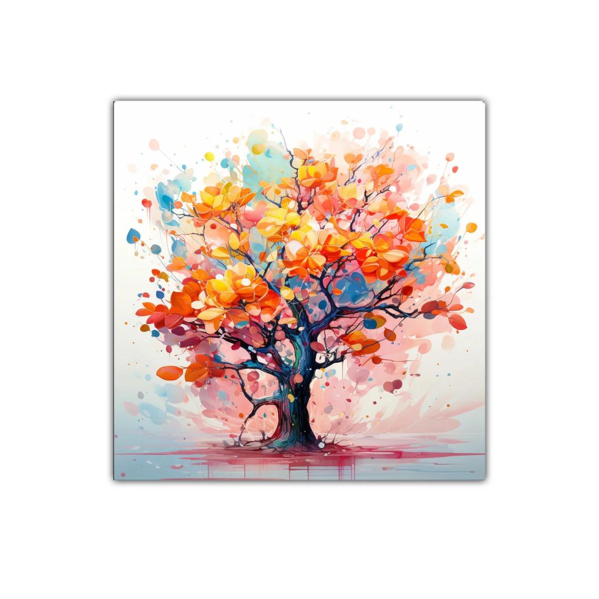 Árbol vibrante con hojas en tonos cálidos y azules — imagen principal